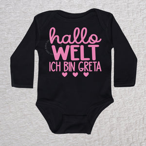 Hallo Welt Long Sleeve Black Bodysuit