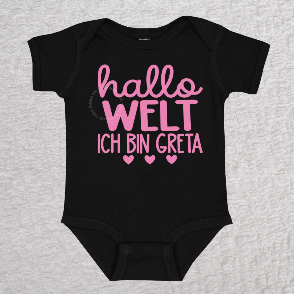 Hallo Welt Short Sleeve Black Bodysuit