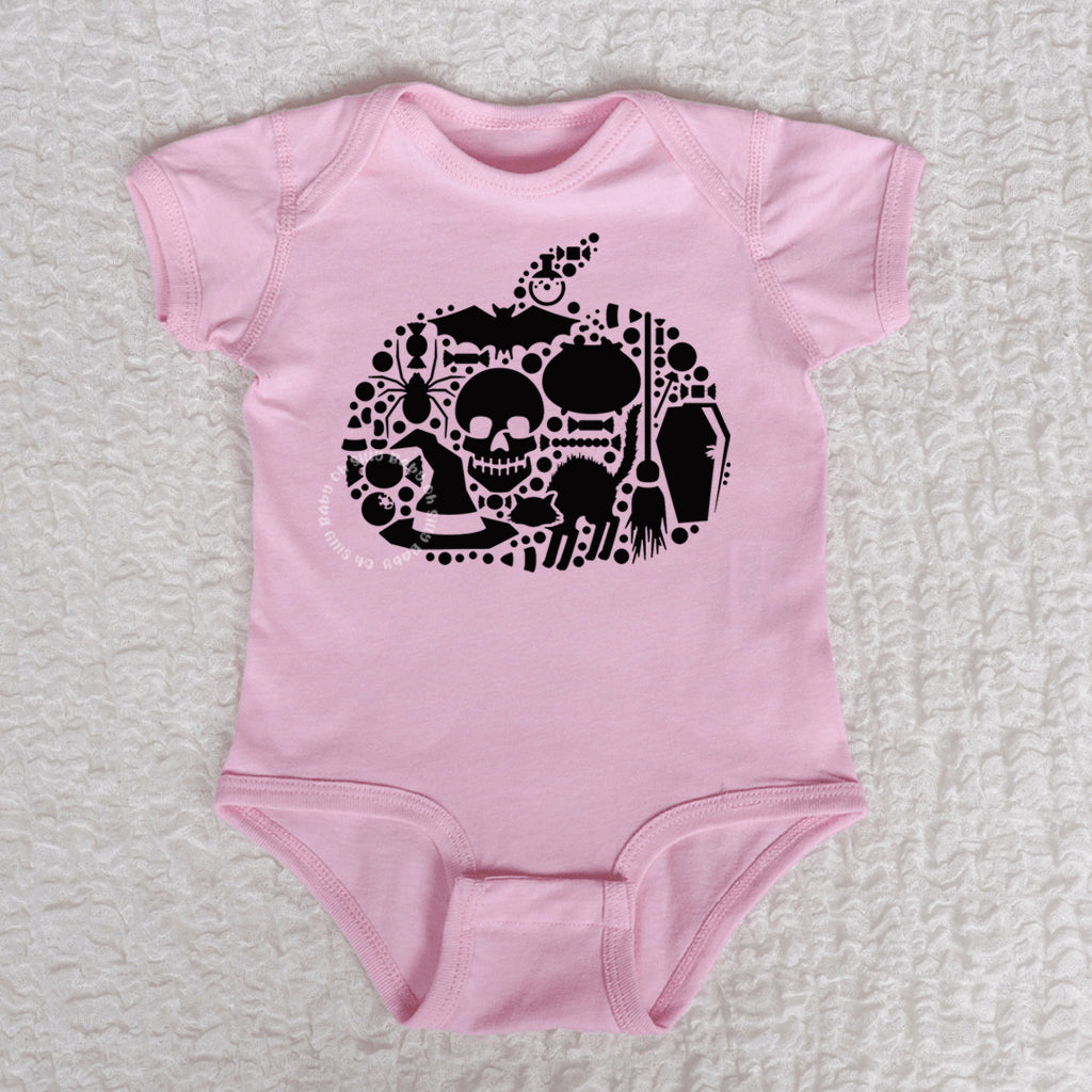 Halloween Short Sleeve Pink Bodysuit