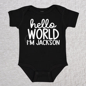 Hello World Boy Short Sleeve Black Bodysuit