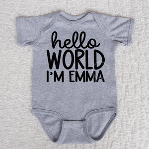 Hello World Short Sleeve Heather Bodysuit