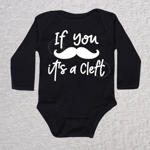 Its A Cleft Long Sleeve Black Bodysuit