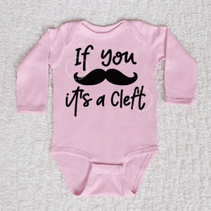 Its A Cleft Long Sleeve Pink Bodysuit