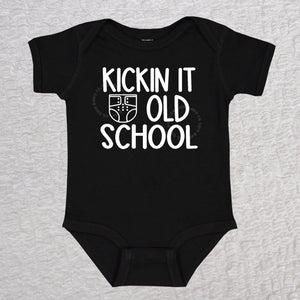 Kickin It Old School Short Sleeve Black Bodysuit