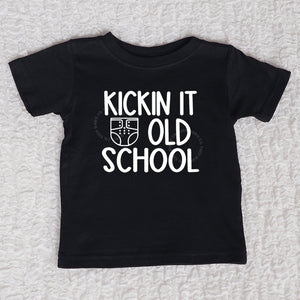 Kickin It Old School Short Sleeve Black Shirt