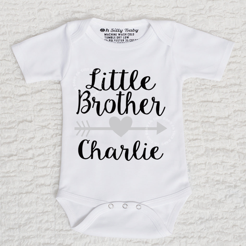 Little Brother Personalized Short Sleeve White Onesie