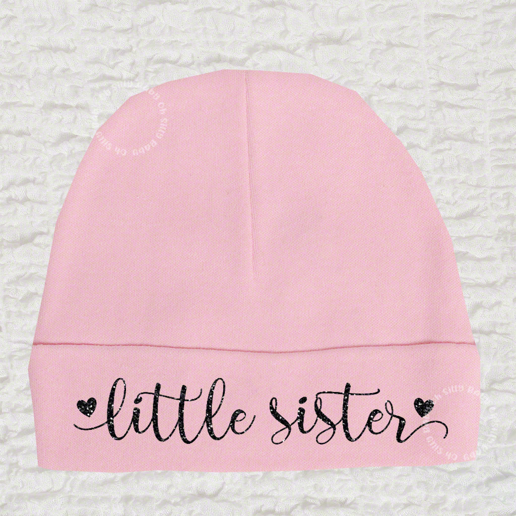 Little Sister Pink Baby Beanie Hat