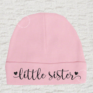 Little Sister Pink Baby Beanie Hat