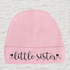 Little Sister Pink Baby Beanie Hat