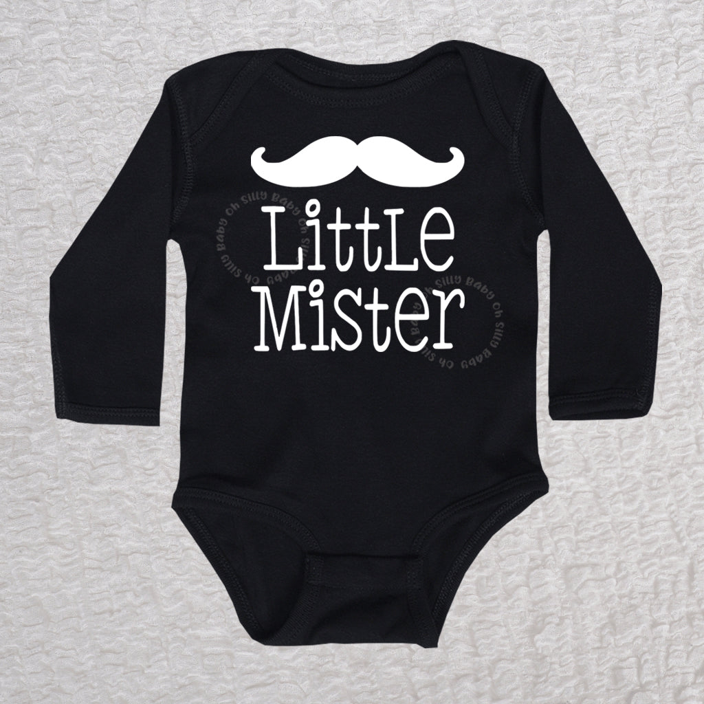 Little Mister Long Sleeve Black Bodysuit