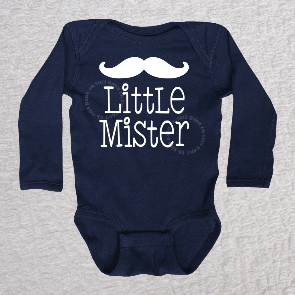 Little Mister Long Sleeve Navy Bodysuit