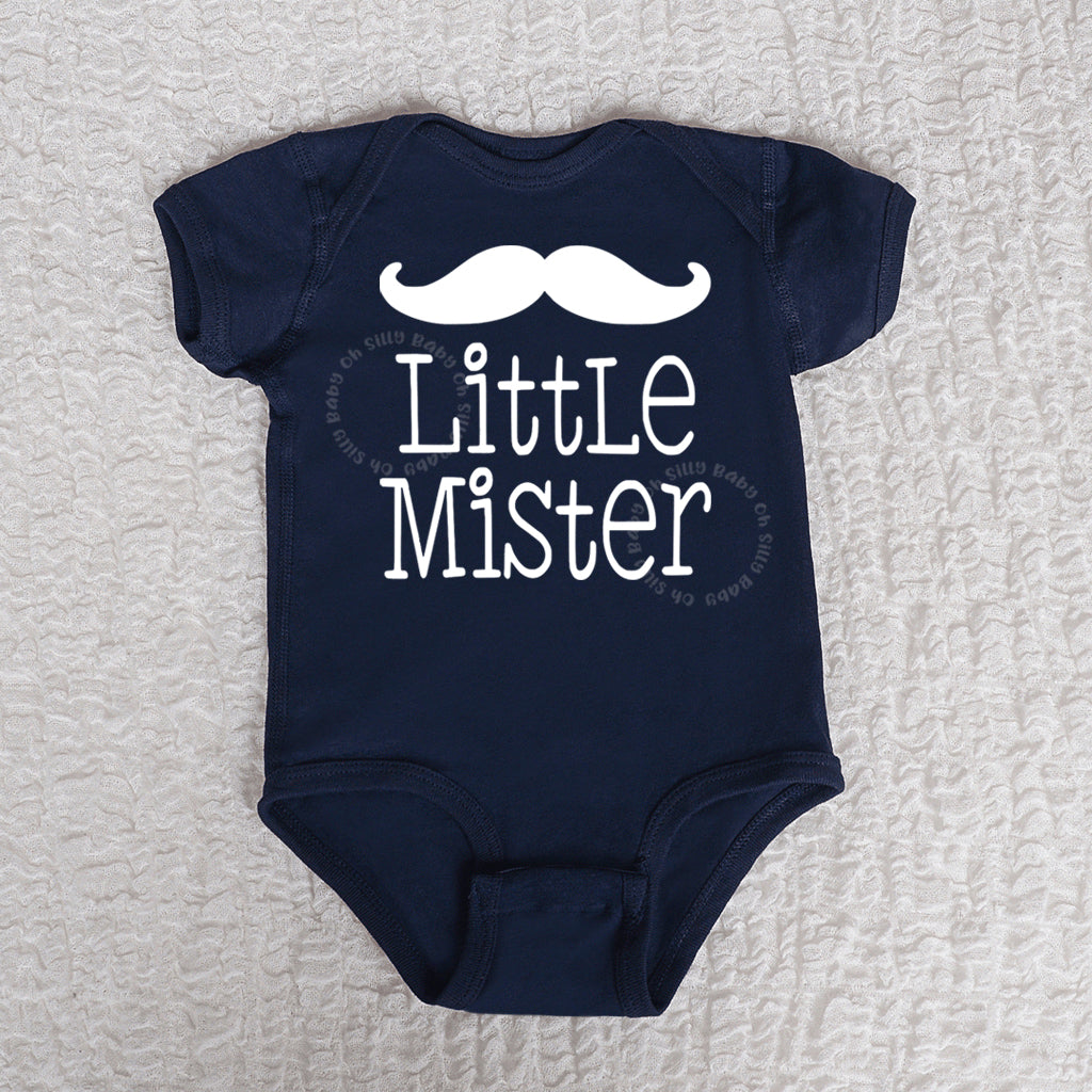 Little Mister Short Sleeve Navy Bodysuit