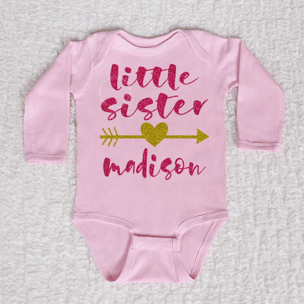 Little Sister Long Sleeve Pink Bodysuit