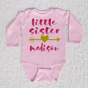 Little Sister Long Sleeve Pink Bodysuit