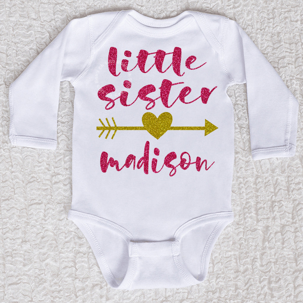 Little Sister Long Sleeve White Bodysuit