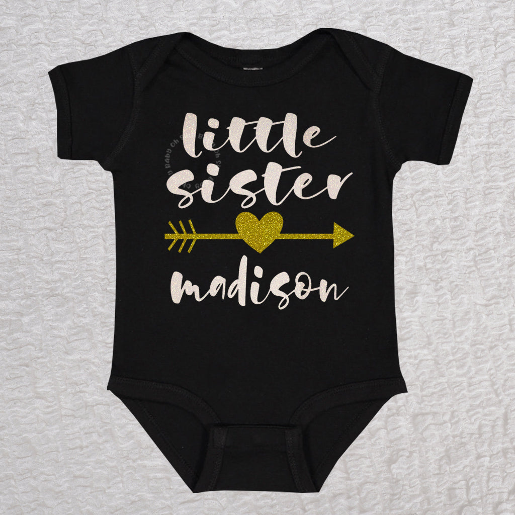 Little Sister Short Sleeve Black Bodysuit