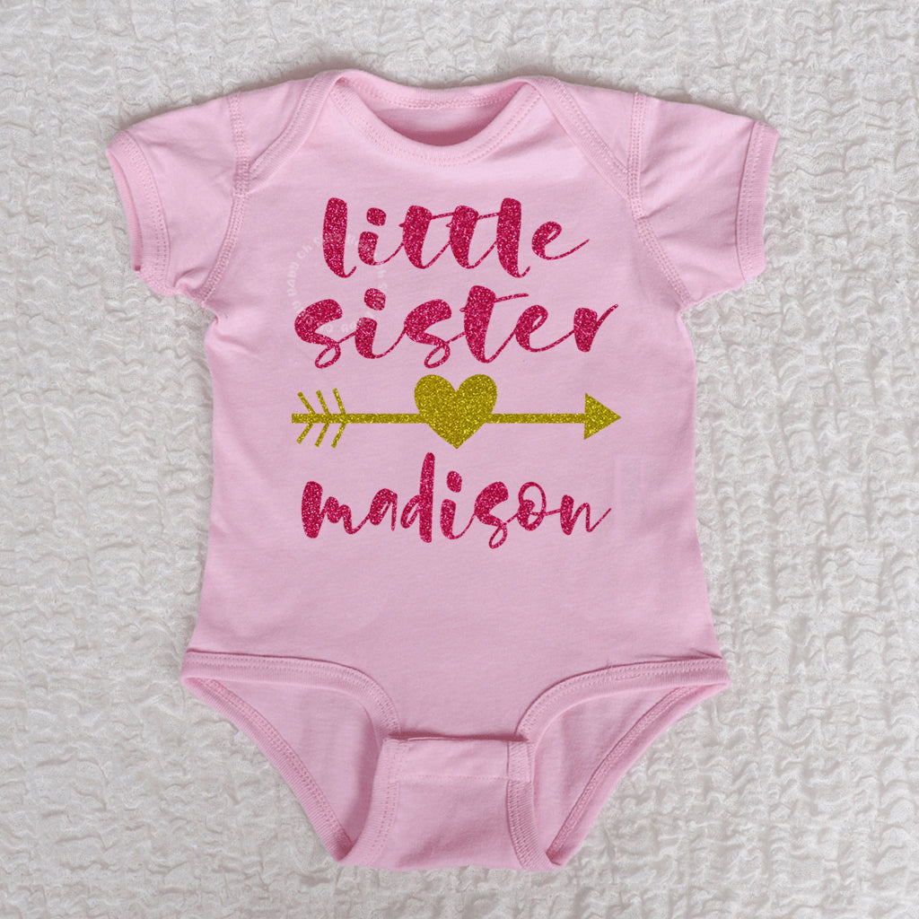 Little Sister Short Sleeve Pink Bodysuit