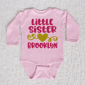 Little Sister Long Sleeve Pink Bodysuit