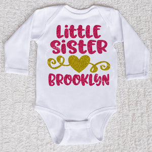 Little Sister Long Sleeve White Bodysuit