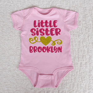 Little Sister Short Sleeve Pink Bodysuit