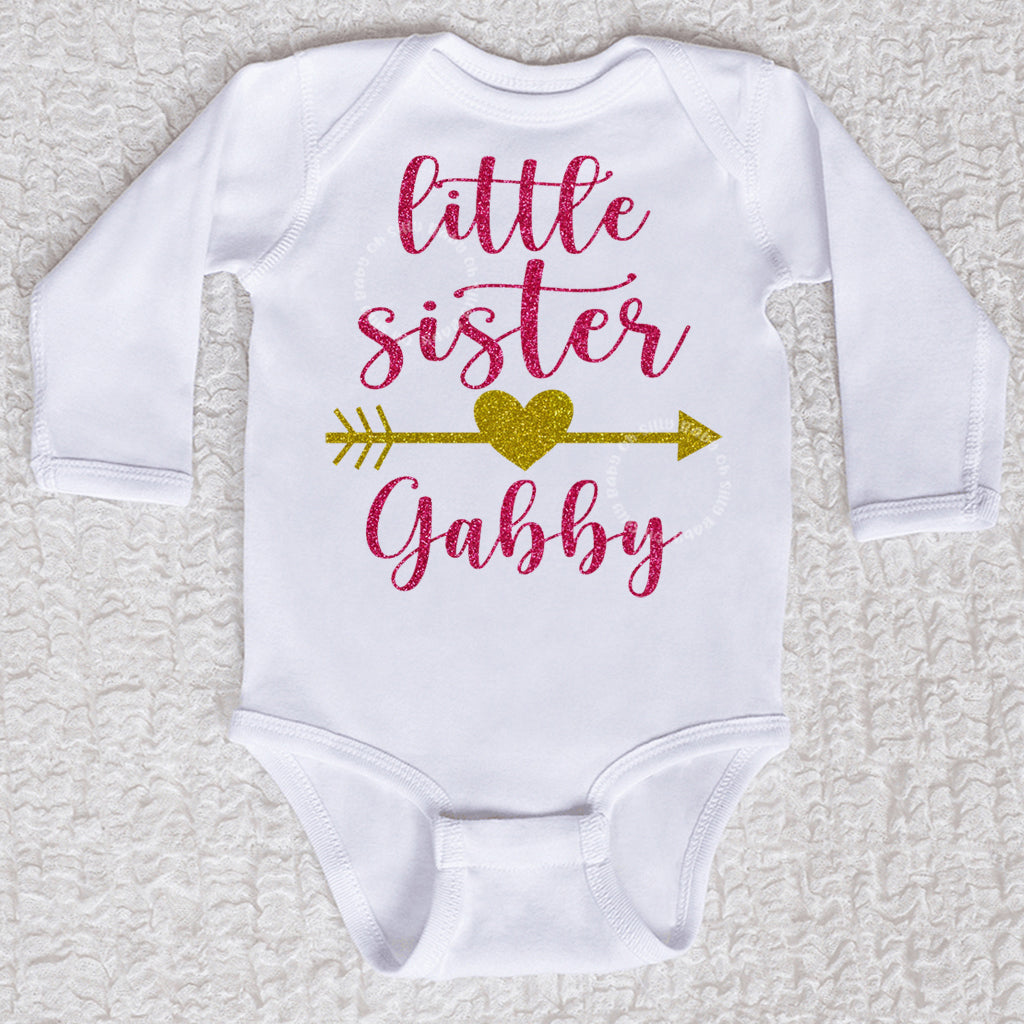 Little Sister Long Sleeve White Bodysuit