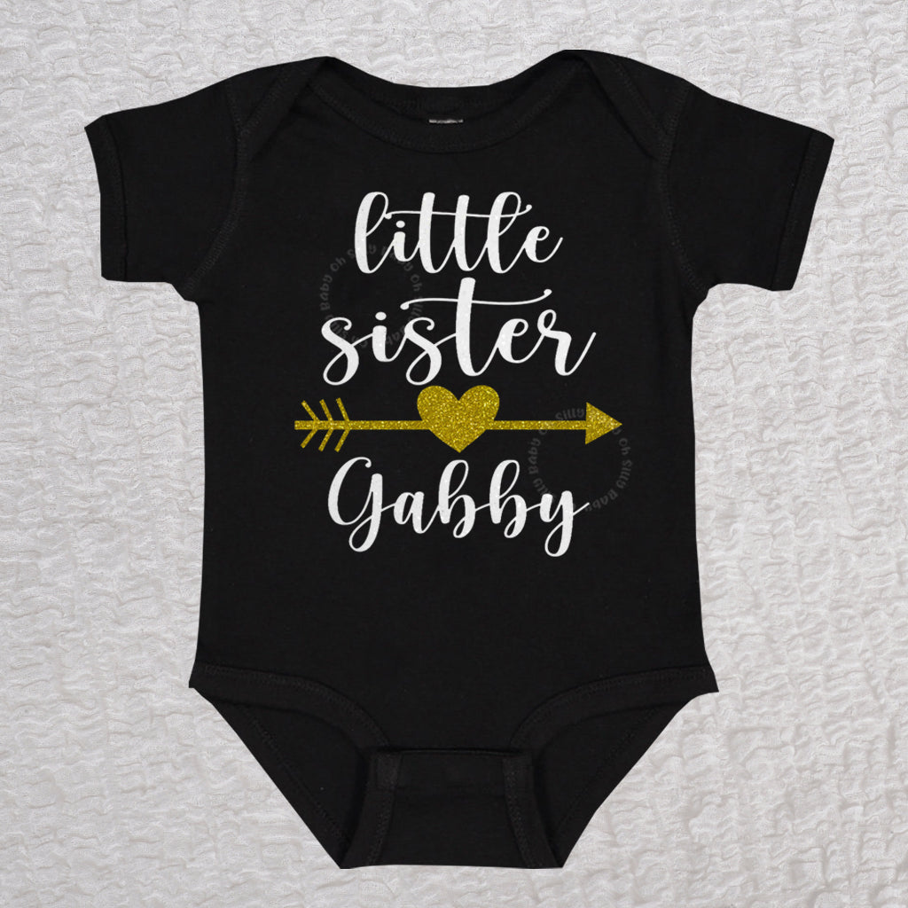 Little Sister Short Sleeve Black Bodysuit