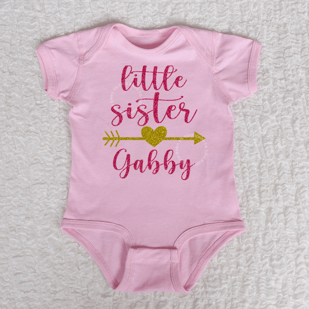 Little Sister Short Sleeve Pink Bodysuit