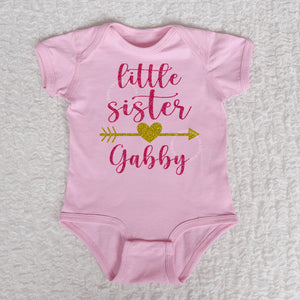 Little Sister Short Sleeve Pink Bodysuit