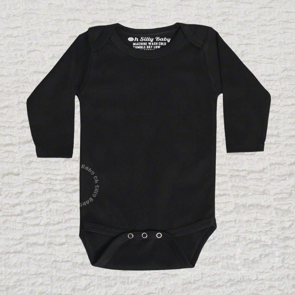 Long Sleeve Plain Black Bodysuit