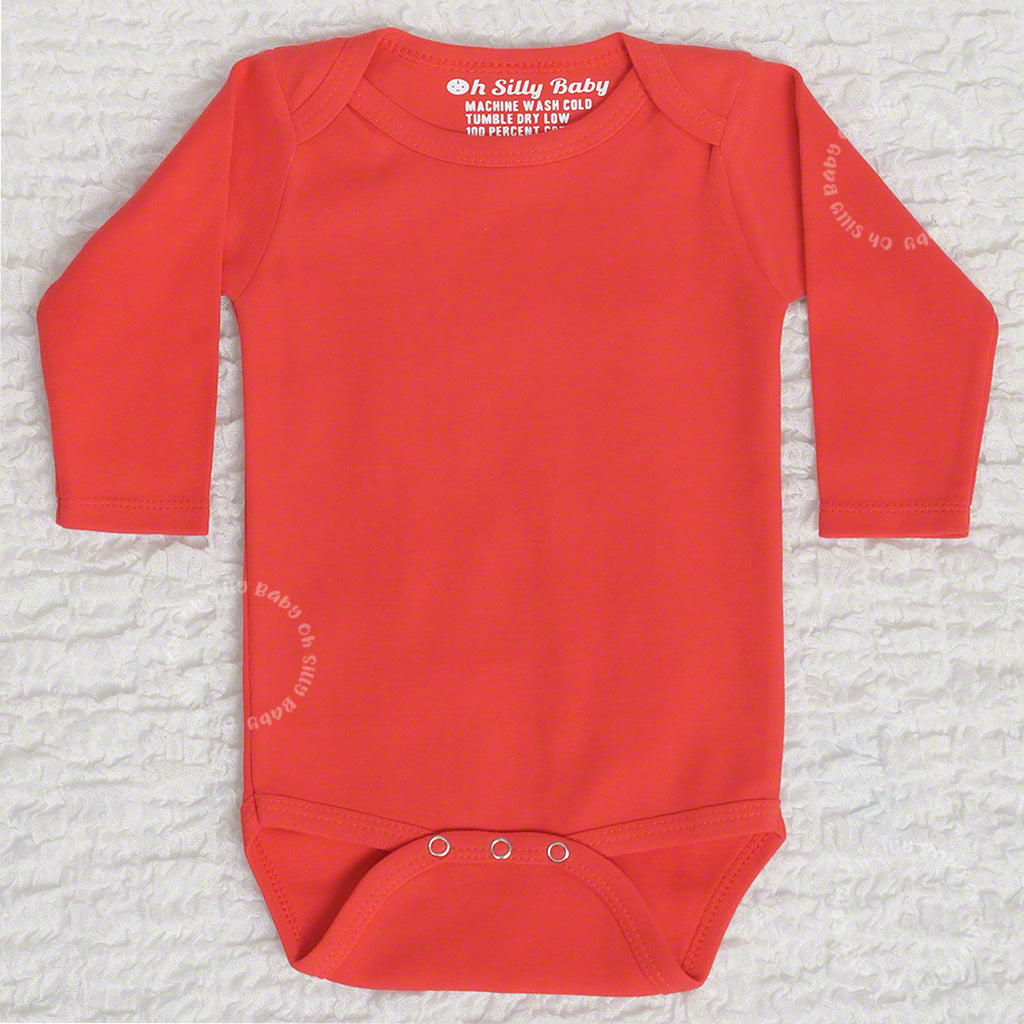 Long Sleeve Plain Red Bodysuit