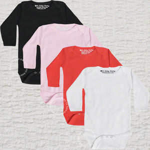 Long Sleeve Plain Bodysuits Black, White, Red and Pink Oh Silly Baby