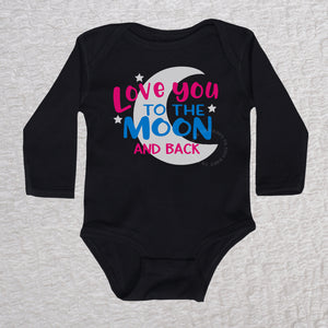 Love You To The Moon Long Sleeve Black Bodysuit
