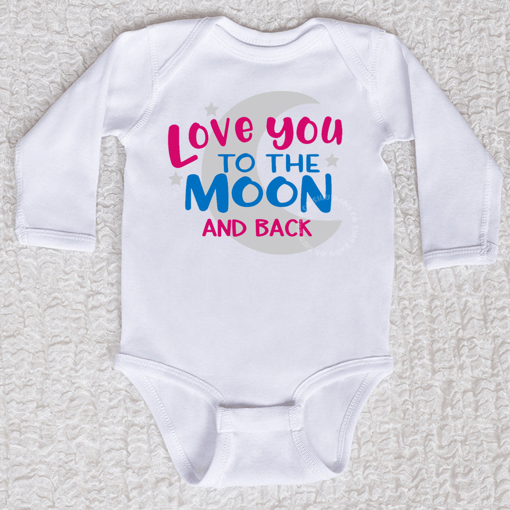 Love You To The Moon Long Sleeve White Bodysuit