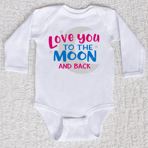 Love You To The Moon Long Sleeve White Bodysuit