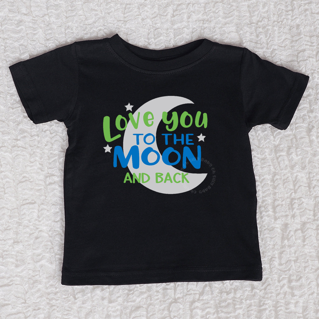 Love You To The Moon And Back Short Sleeve Black Shirt Boy