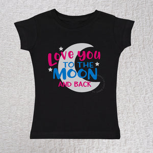 Love You To The Moon Short Sleeve Black Shirt