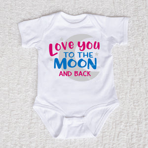 Love You To The Moon Short Sleeve White Bodysuit