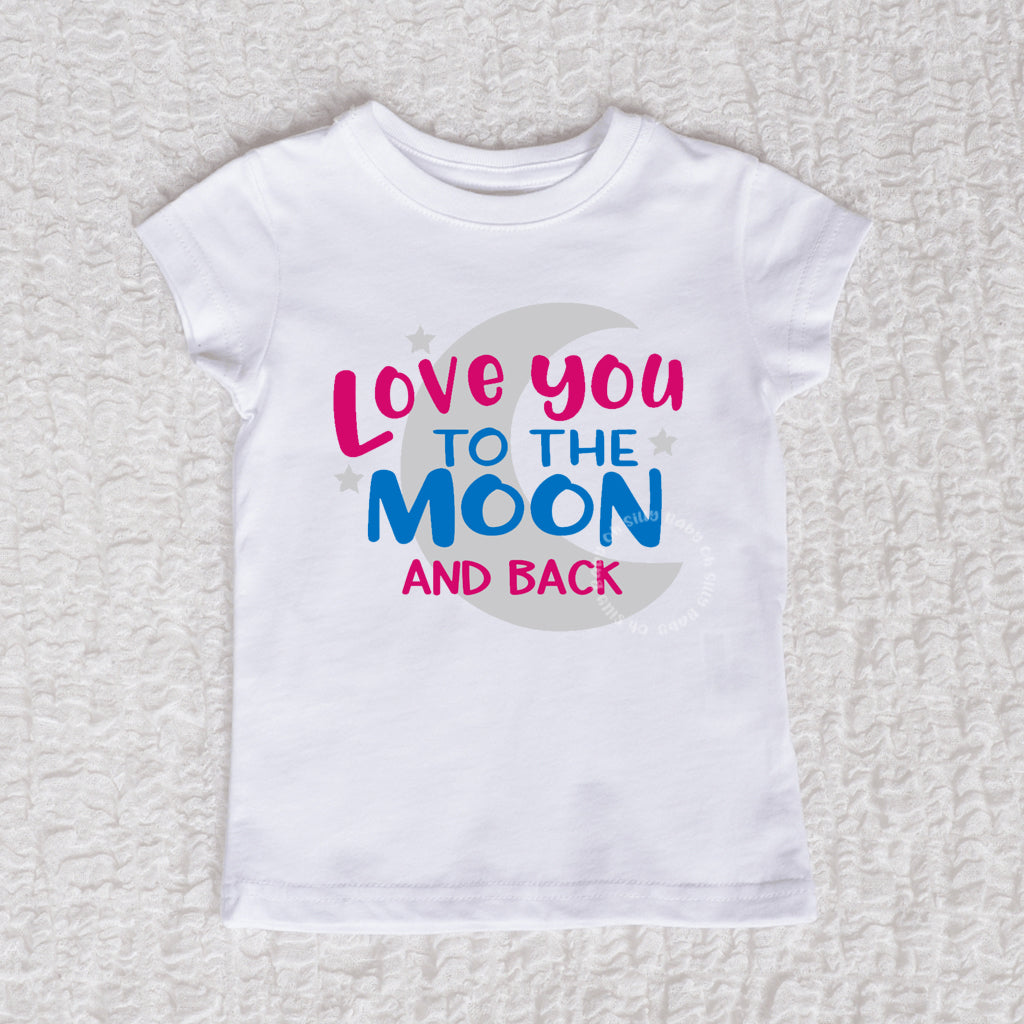 Love You To The Moon Short Sleeve White Shirt