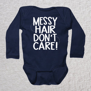 Messy Hair Long Sleeve Navy Bodysuit