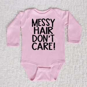 Messy Hair Long Sleeve Pink Bodysuit