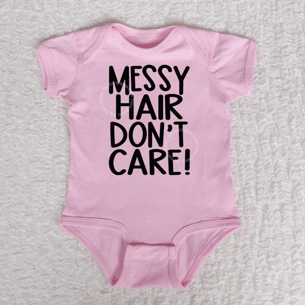 Messy Hair Short Sleeve Pink Bodysuit