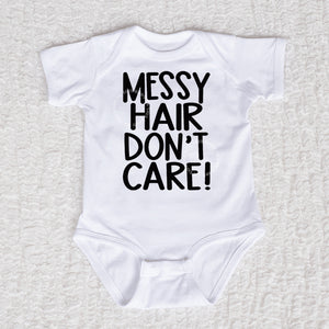 Messy Hair Short Sleeve White Bodysuit