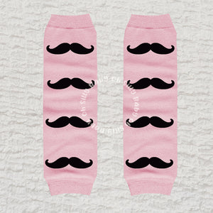 Mustache Perfectly Pink Baby Leg Warmers
