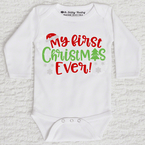 My First Christmas Ever Long Sleeve White Bodysuit