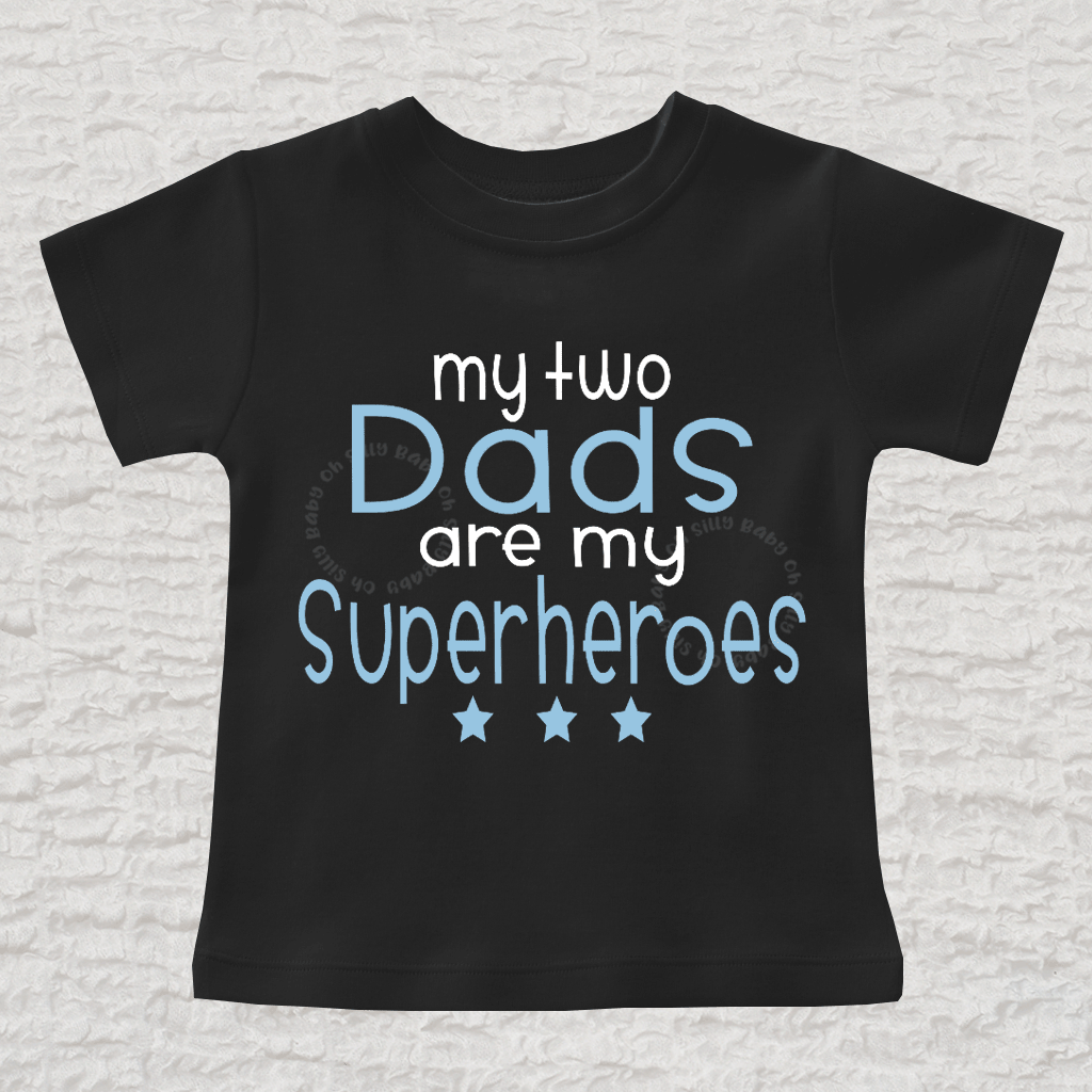 My Two Dads Are My Superheroes LGBT Short Sleeve Black Shirt