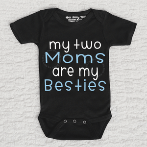 My Two Moms Are My Besties LGBT Short Sleeve Black Onesie