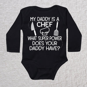 Daddy Chef Long Sleeve Black Bodysuit