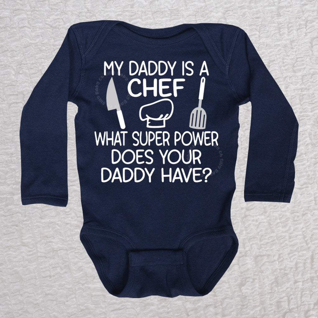 Daddy Chef Long Sleeve Navy Bodysuit