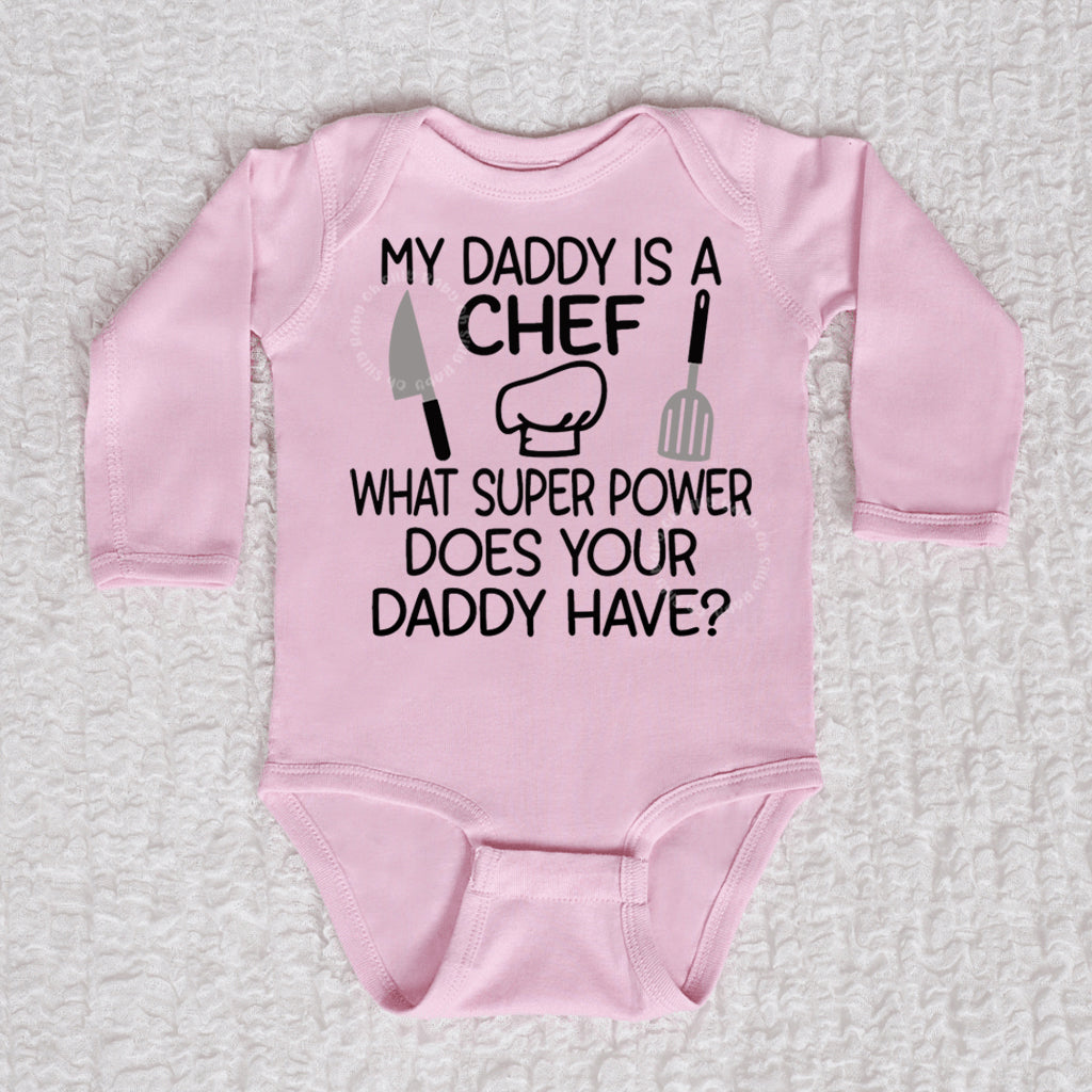 Daddy Chef Long Sleeve Pink Bodysuit