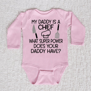 Daddy Chef Long Sleeve Pink Bodysuit